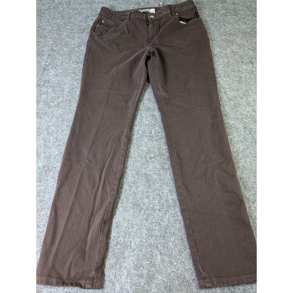 Chicos Platinum Denim Jeans Women's 1.5 (10) Stretch Straight Leg Brown NWOT